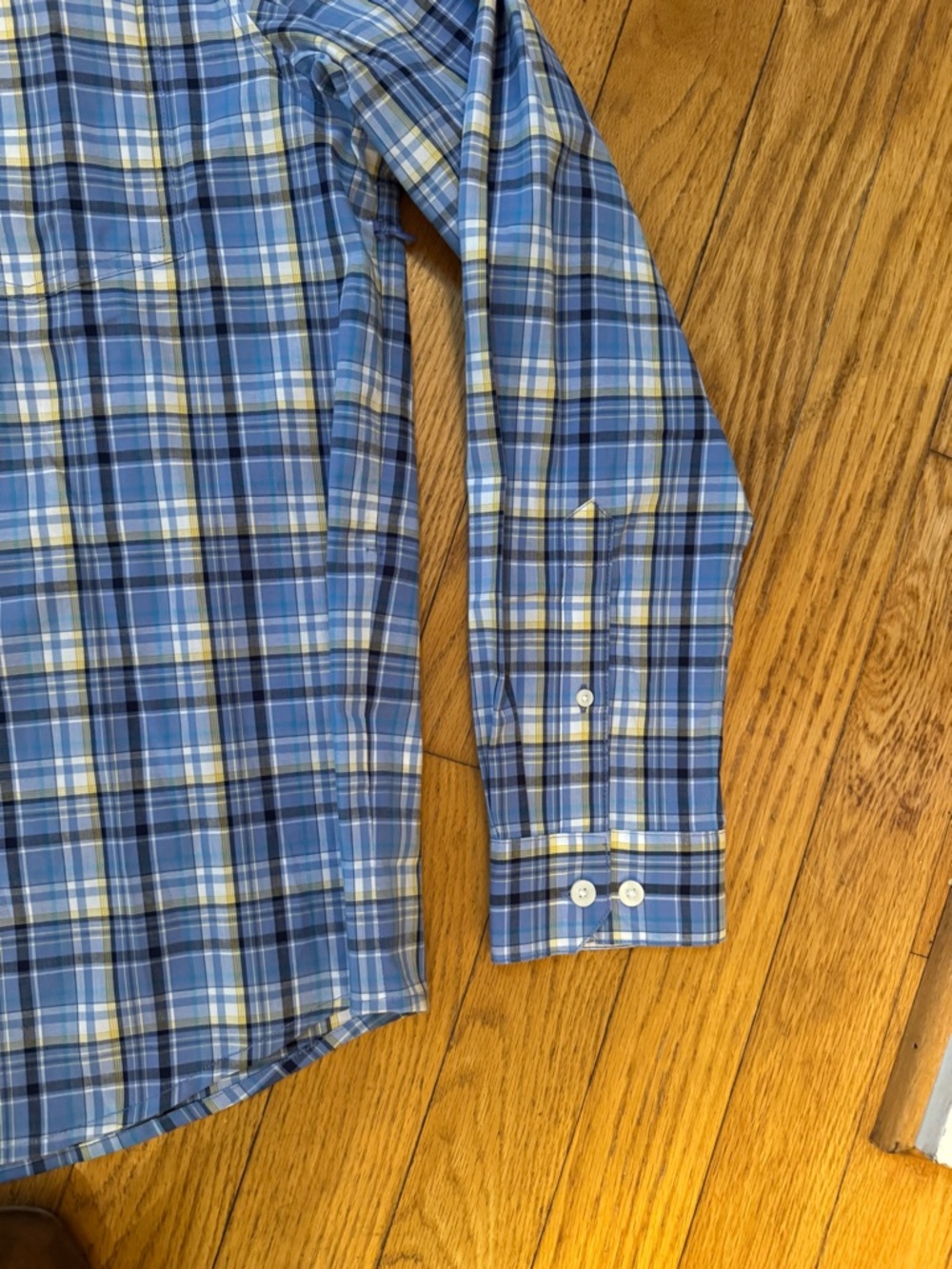 Scottevest Mens Blue Plaid Ozark Button Down Shirt Sz L Casual Office 5 Pocket - Picture 5 of 13